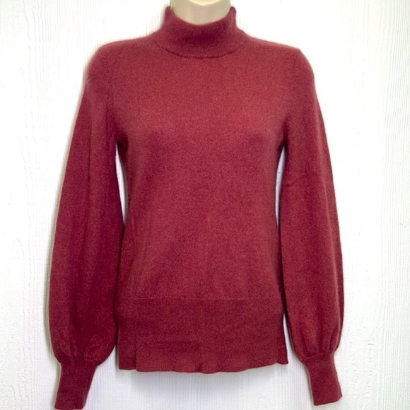 Antonio Melani - Plum Mock Neck 100 Percent Cashmere Long Sleeve Sweater Small - Picture 2 of 10